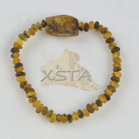 Amber bracelet 18cm with tube beads green